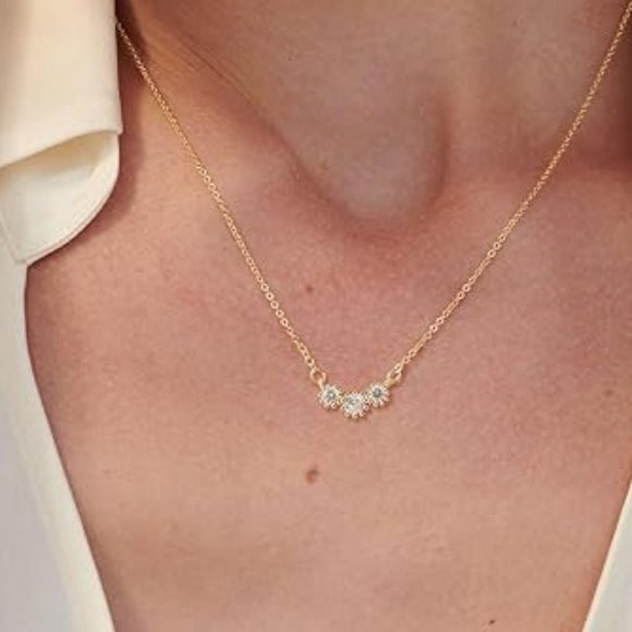 Neiman Marcus 14k Gold Plated 3-Set CZ Square Pendant - Picture 4 of 4